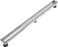 Linear Shower Floor Drain, 54 Inch Brushed Nickel 304 Stainless Steel Bathroom Drains Kit, Rectangular Shower Trench Drain with Reversable Tile-in Pattern Drain Cover & Hair Catcher