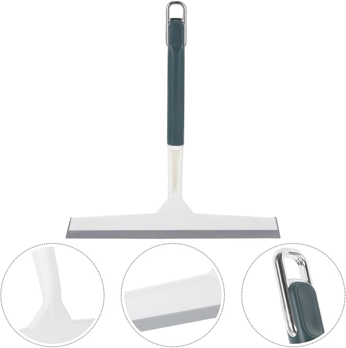 Small Plastic Shower Squeegee for Bathroom and Car Windows, Green Household Glass Scraper with Widened Blade for Streak-Free Cleaning