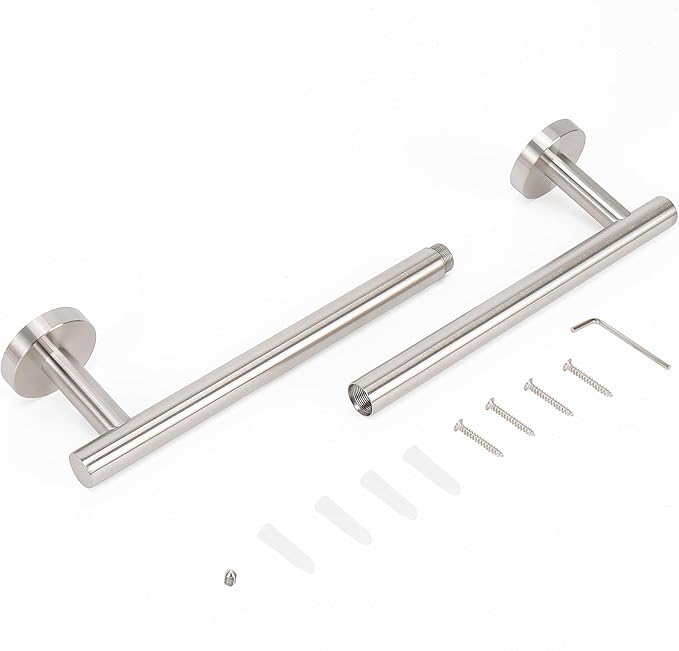 NearMoon Bath Towel Bar, Thicken Stainless Steel Shower Towel Rack Holder Wall Mounted for Bathroom,18-lnch Overall Length-16-lnch Usable Hanging Space (1 Pack, Brushed Nickel)