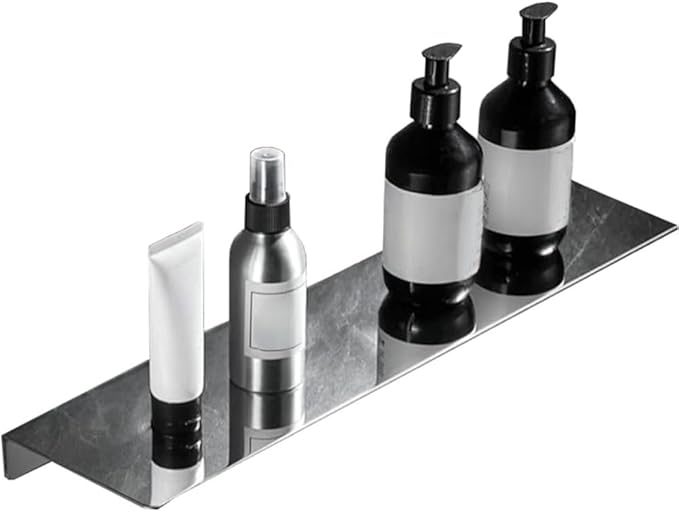 12Inch Stainless Steel Wall Mounted Floating Shelf Drilling or Shelf Adhesive Modern Room Decor Wall Shelf Floating Shelf for Bathroom Bedroom Decor