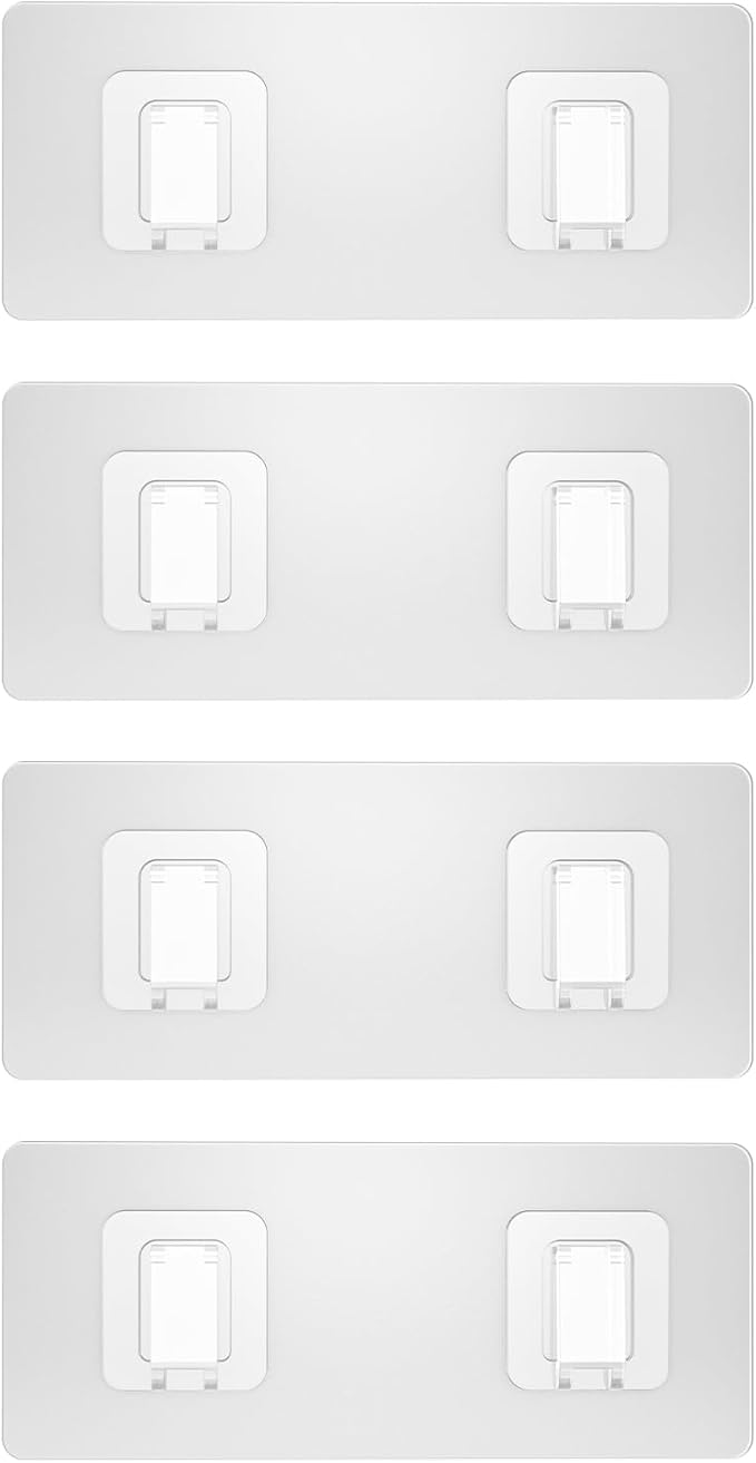 Shower Caddy Adhesive Replacement, Transparent Strong Adhesive Hooks, No Drilling, Waterproof, for Shower Caddy, Bathroom Storage Shelves and Kitchen Racks (Double*4pcs)