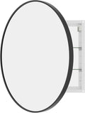 WallBeyond Bathroom Medicine Cabinet with Mirror, 28 Inch Black Round Mirror Medicine Mabinet Wall Mounted with Aluminum Alloy Metal Framed, Surface Mount Medicine Cabinet with Storage