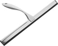 Stainless Steel Glass Squeegee with Adhesive Hook 14-inch Shower and Window Cleaning Tool for Bathroom, Car, Tile, and Glass Door Maintenance