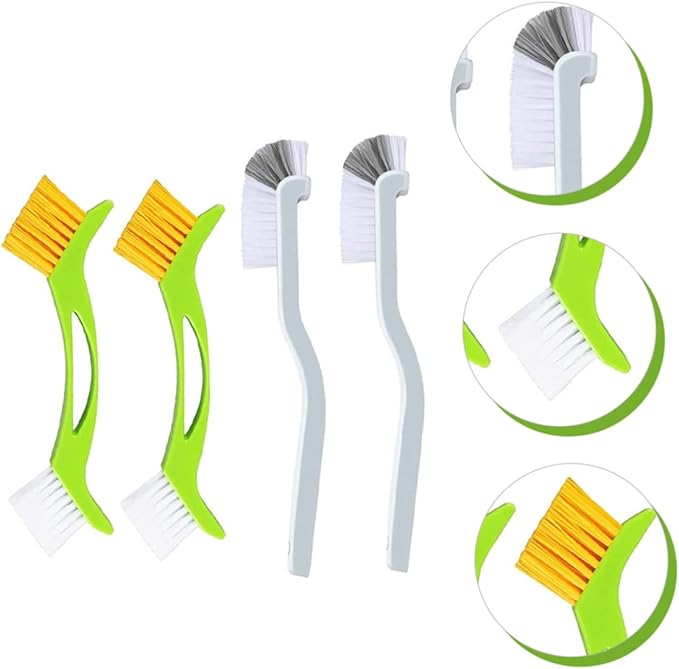 4pcs Deep Cleaning Brush with Double Head for Sink and Tile Grout Hard Bristle Corner Scrubber with Extended Handle for Thorough Household Cleaning