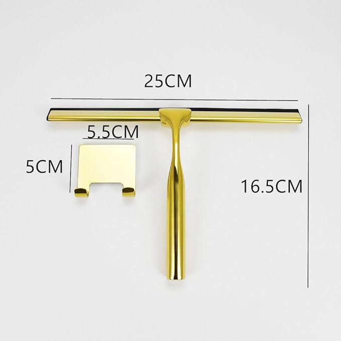 Shower Squeegee 10'' Silicone Scrape Stainless Steel Handle Wiper Bathroom Mirror Glass Car Squeegee,Black,25 * 16.5cm