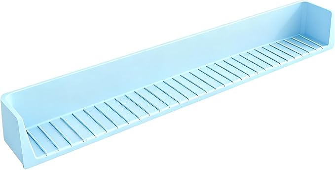 Bathtub Splash Guard for Tub Kids, Longer Silicone Water Splash Guard for Bathtub, Toy Holder Play Shelf for Bathtime，Silicone Tub Splash Guard Prevent Water Spills in Bathroom (Blue)