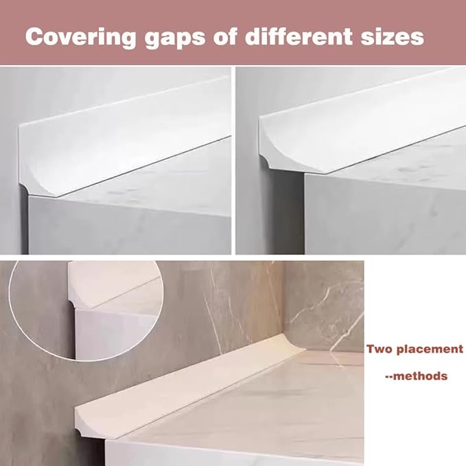 Water Dam Silicone Waterproof Barrier Bathroom and Kitchen Water Strip Coving Edging Strip（Black-2.2m）