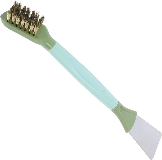 VANZACK Crevice Cleaning Brush Double-Headed Green Scraper with Bristles Gas Stove Window Groove Kitchen Bathroom Edge Grout Cleaner for Household Use