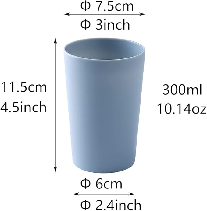 Simple Drinking Cup, Household Plastic Cup, Couple Toothbrush Holder, Large Capacity 300ml (10 oz) Mug (Blue & White)