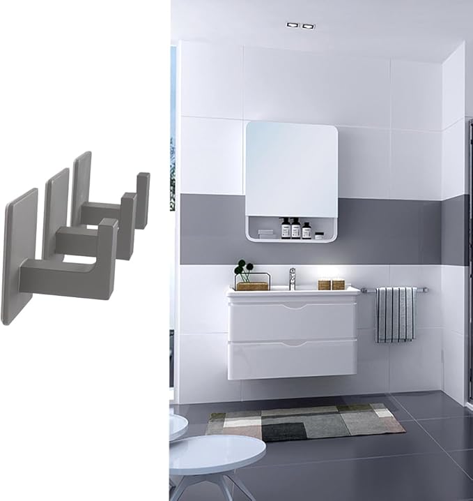 Bath Towel Hooks, 6 Pack Self Adhesive Square Coat Hooks, Sturdy No Drilling Robe Hook, Heavy Duty Aluminum Clothes Hanger, Wall Hooks for Bathroom Bedroom Kitchen (2 in, Grey)