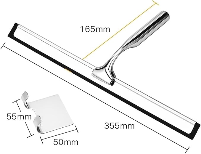Window Squeegee Scrape Table Squeegee with Hook Stainless Steel Shower Squeegee Windshield for Shower Glass(Size Large 14inch)