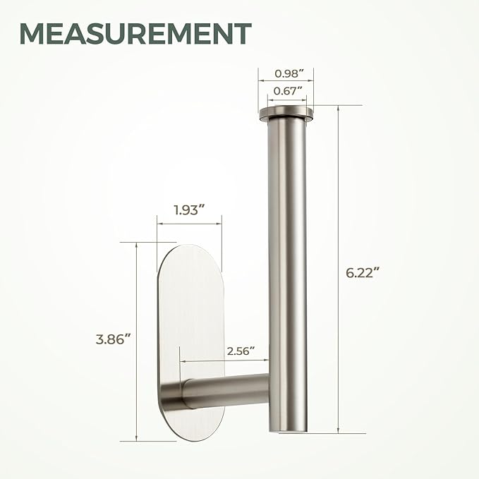 1 Pack Adhesive Toilet Roll Stand - Brushed Nickel SUS304 Stainless Steel, Rustproof Toilet Paper Holder No Drilling Tissue Holder for Kitchen Bathroom Wall Mount