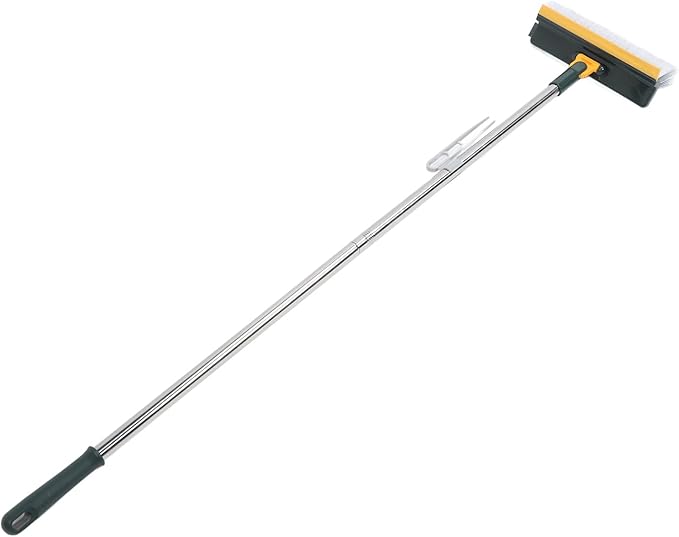 2 in 1 Floor Brush Scrubber, 180 Degree Rotating Long Handle Grout Brush Stiff Bristle Tile Brush for Cleanse Bathroom Kitchen (Green)