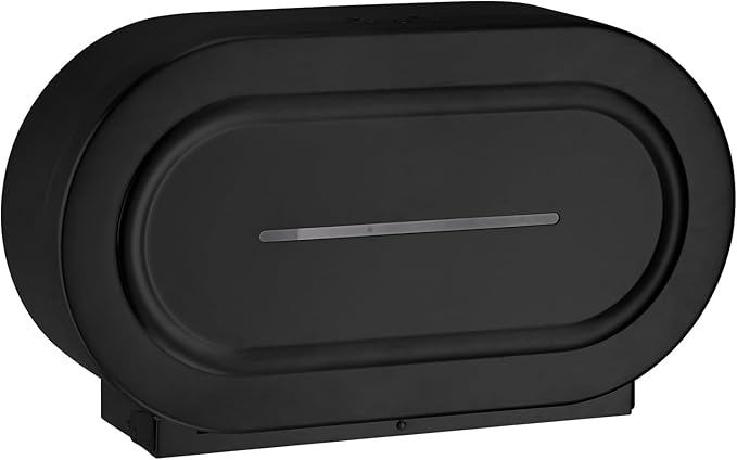 Stainless Steel Twin Jumbo Toilet Paper Dispenser Wall Mount, 9" Commercial Double Roll Holder, Industrial Tissue Dispenser with Key Lock, Matte Black