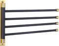 GERZWY Wall Mount Bath Towel Rack with 4 Arms Hanger Towel Holder Bathroom Swing Arm Towel Bars Organizer Stainless Steel (Black & Gold) HYG04-BD