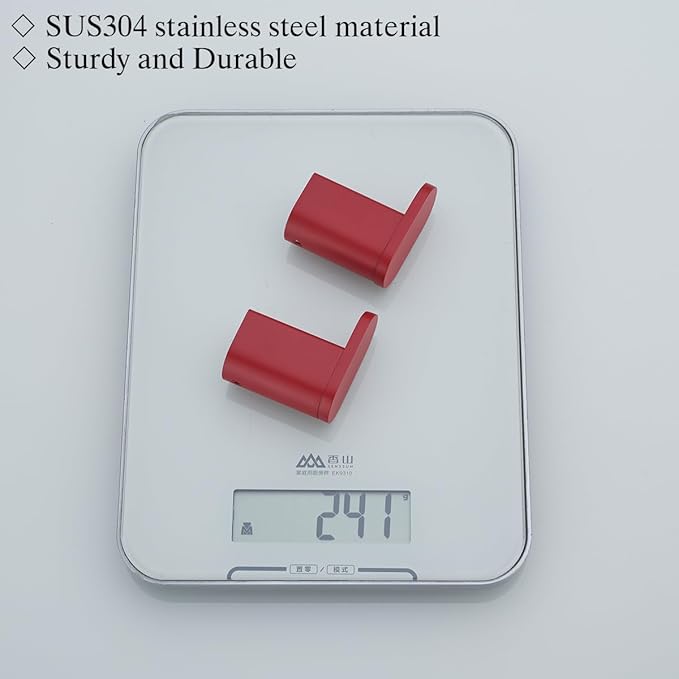 RANDOM Red Towel Hooks for Bathrooms Round Shower Hooks SUS304 Stainless Steel Wall Mount Coat Hooks.RD-96026-8RED