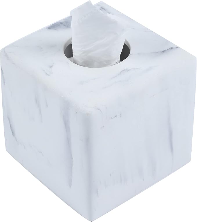 Hymmah Modern Square Tissue Box Cover Holder,Bathroom Accessories Decor Unique Design Tissue Box Cover for Bathroom Vanity Counter Tops Also Great for Bedrooms and Living Rooms