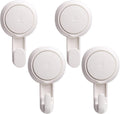 LEVERLOC Heavy Duty Suction Cup Shower Hooks 4 Pack, Damage-Free Shower Hangers for Inside Bathroom Wall, Powerful Vacuum Suction Towel Hooks, Loofah Holders, Easy to Install and Remove, White