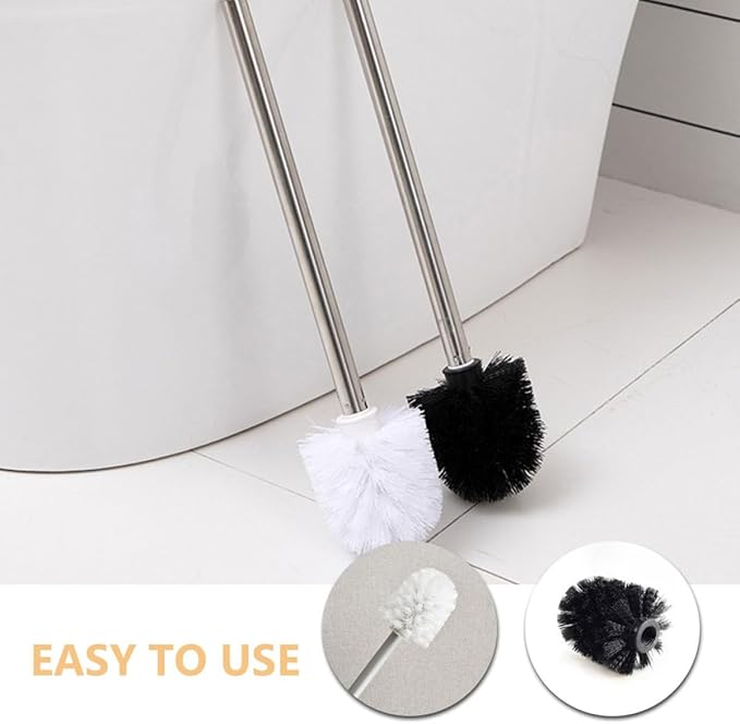 NUOBESTY 6pcs Toilet Brush Replacement Heads Plastic Brush Heads for Bathroom Cleaning for Home and Commercial Use White and Black Set