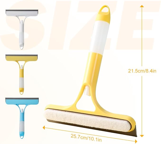 3 in 1 Window Cleaning Scraper, 2025 Upgraded Window Squeegee with Spray, Squeegee for Shower Glass, Glass Scraper All Purpose Window Cleaner Tool for Car, Home, Kitchen,Bathrooms Window (Blue)