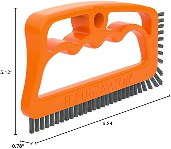 FUGINATOR® Grout Brush Orange/Grey for Cleaning Joints in Wall & Floor Tiles, Bathroom, Kitchen & Household