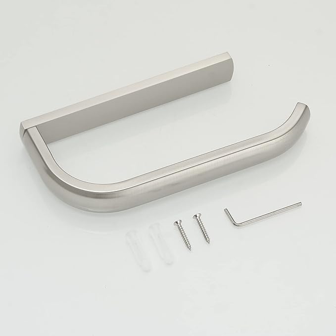 BESy Brass Toilet Tissue Paper Holder Brushed Nickel Bathroom Accessories Wall Mounted, Rust Protection