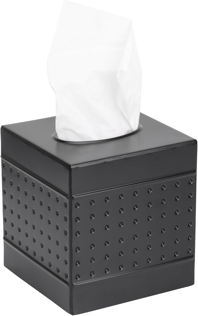 Industrial Style Tissue Box Cover, Tissue Holder, Square Box Covers,for bedrooms, Offices, bathrooms, Living Rooms etc.(Black)