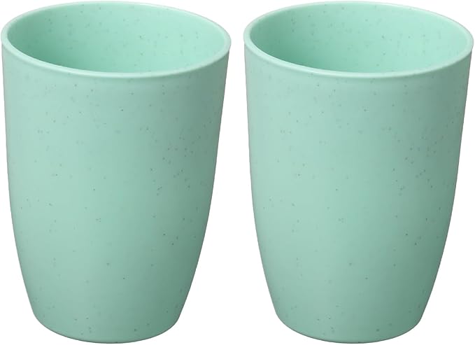 uxcell 2 Pcs Simple Toothbrush Cup, 3 x 3 x 4.1 Inch Bathroom Tumbler Reusable Plastic Cup Set for Storing Toothpaste Toothbrushes Combs Water Beverages, Light Green