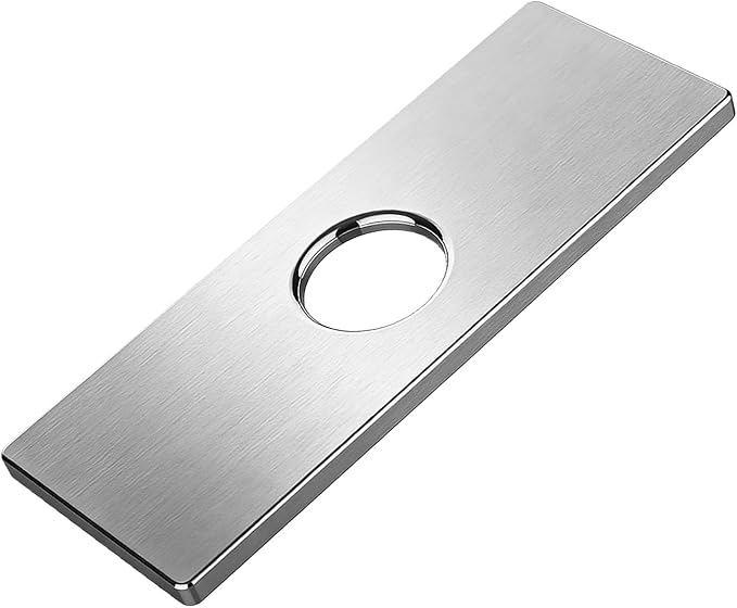 6.3IN Sink Faucet Hole Cover, Deck Plate Escutcheon - Sink Hole Cover, Plumbing Cover Plates, 6.3" Square Escutcheon for Bathroom Faucet 1-3 Hole, Stainless Steel(Nickel)