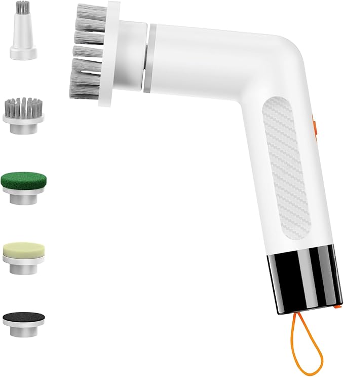 Electric Spin Scrubber, Bathroom Scrubber Shower Scrubber for Cleaning Tub Tile Floor Window Kitchen Sink, Power Scrubber Cleaning Brush with 5 Replaceable Brush Heads