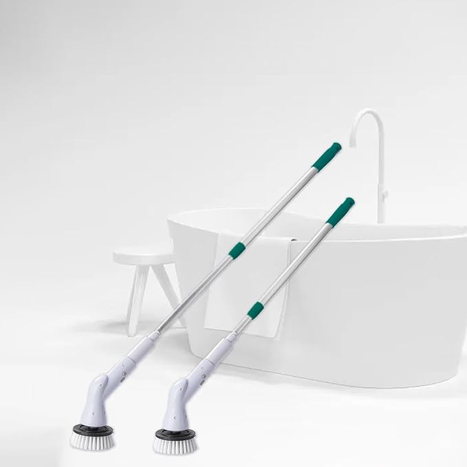 Generic Electric Scrubbers for Bathroom Floor Tile USB 1500mAh Wireless with Adjust Extension Handle 3h Long-Lasting Cleaning Brush Multifunctional Electric Bathroom Brush, Green
