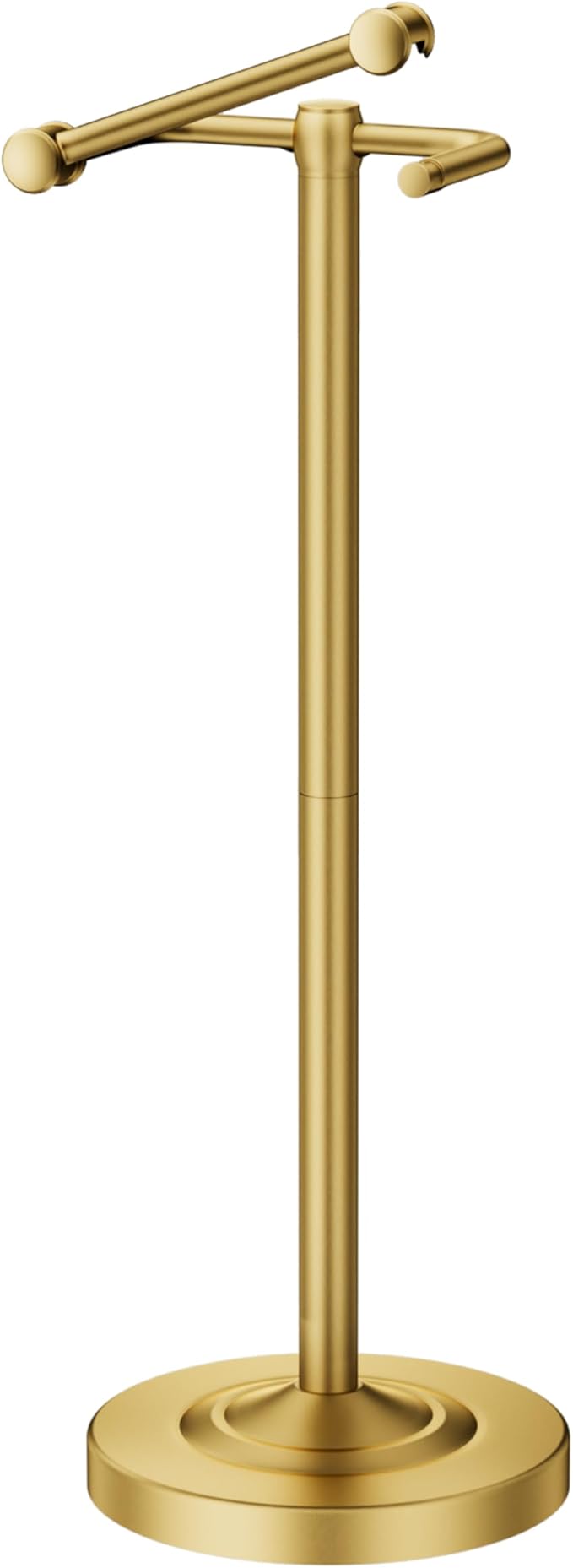Freestanding Toilet Paper Holder, Double Post Pivoting 22" Height Toilet Roll Holder Floorstanding Base Weighted, Stainless Steel Toilet Paper Holder Stand (Gold)