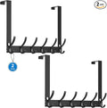 2 Pack Over The Door Hooks - NO NAIL over door hanger holder,NO ASSEMBLY REQUIRED large over the door towel rack with 12 hooks, heavy duty hooks for bathroom,bedroom,hanging towels,coats (Black)