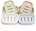 4 Pack Plastic Soap Dish, Soap Container, Double Layer Draining Soap Holder for Shower, Bathroom or Kitchen, C-0060