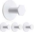 SAYAYO Adhesive Hooks for Hanging Coat, Hat, Robe, Brushes, Stick on Towel Hooks for Bathroom Kitchen, Waterproof SUS304 Stainless Steel Sticky Wall Hooks, No Nails, 4 Pack, White