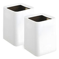 2 Pack Square Modern Trash Can Bedroom, 3Gal/12L Bathroom Trash Can Hidden Bag, Open Top Trash Bin Square Plastic, Minimalist White Garbage Can with Inner Bucket (with 2 Handles) for Kitchen Office