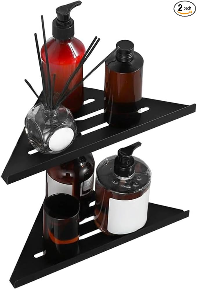 2 Pack Corner Shower Shelves - 304 Stainless Steel Bathroom Shower Caddy for Toilet, Dorm - No Drilling Required