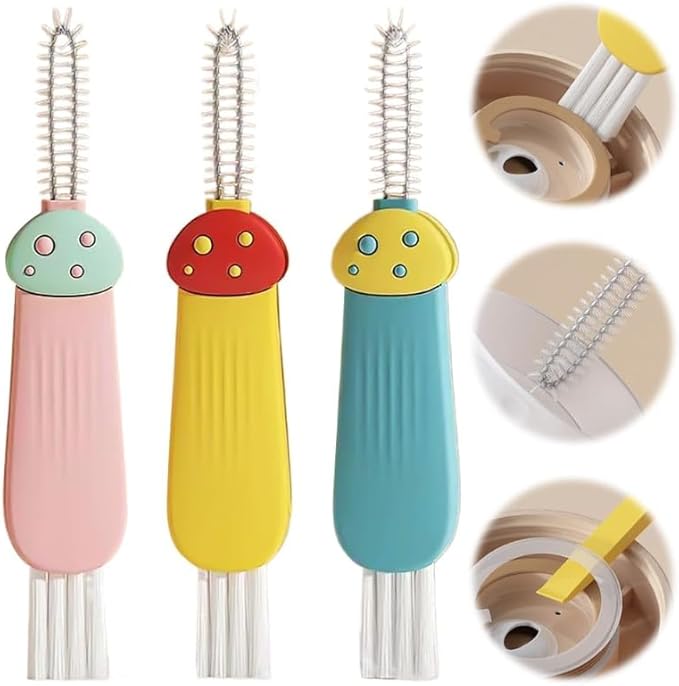 3 in 1 Cup Lid Cleaning Brush, 2024 Multifunctional Crevice Portable Cup Lid Cleaning Brush for Bottle Gap Tight Spaces Cup (C-3 PCS)