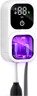 Toothbrush Sanitizer, Wall Mounted Toothbrush Holder & Toothbrush Cleaner, 4UVC Lights Cleaning, 2300mAh High-Capacity Battery, Auto-inductive Cover, Rechargeable Toothbrush Holders for Bathrooms, RV