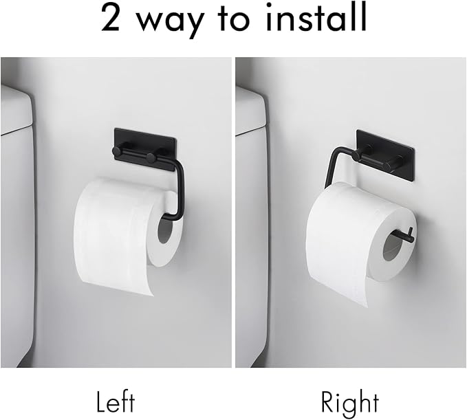 KES Toilet Paper Holder Self Adhesive Stainless Steel Tissue Towel Paper Roll Holder RUSTPROOF Matte Black, A7070-BK