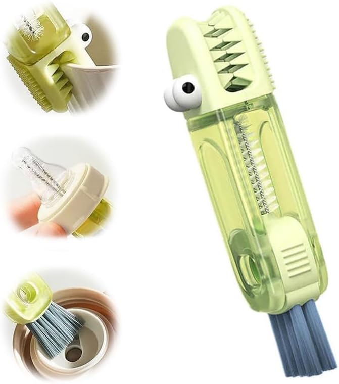 3 in 1 Cup Lid Cleaning Brush, 2024 Multifunctional Crevice Portable Cup Lid Cleaning Brush for Bottle Gap Tight Spaces Cup (B-Green)