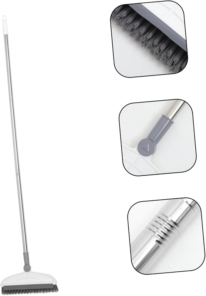 IMIKEYA Rotating Floor Scrub Brush with Long Handle Shaped Corner Seam Cleaner for Hard to Reach Tiles and Grout in Bathroom Kitchen Shower Garage and Patio Cleaning