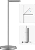 Brushed Nickel Toilet Paper Holder Stand, Freestanding Toilet Paper Holder for Bathroom,304 Stainless Steel Rustproof Tissue Roll Holder Storage for 4 Rolls(Fits All Rolls)