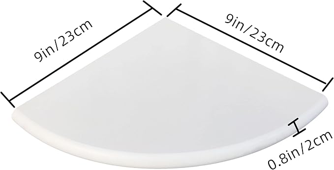 2 Pcs White Marble Corner Shower Shelf for Bathroom, 9'' x 9'' x 0.8'' Marble Corner Shelves for Bathroom Wall Mounted Both Side Polished