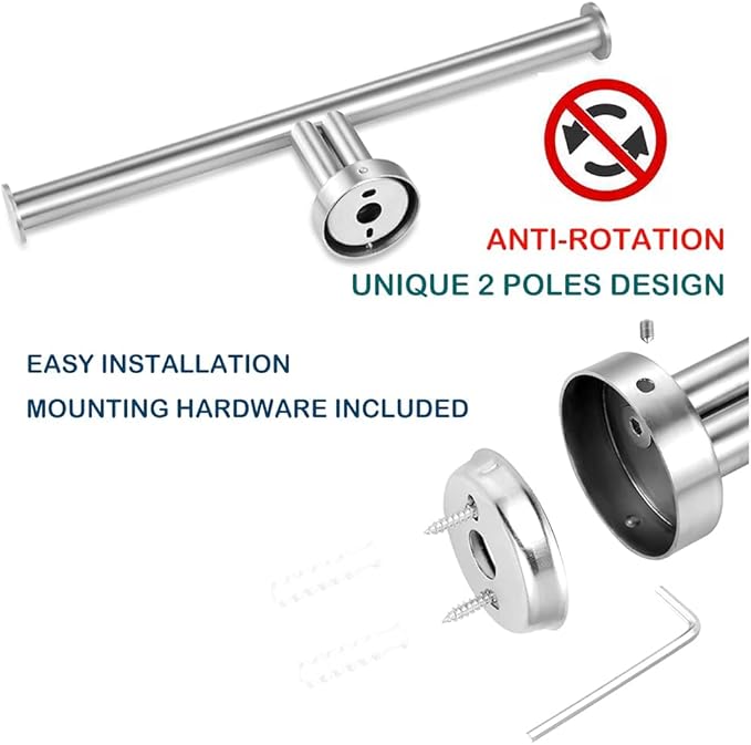 Double Roll Toilet Paper Holder Wall Mounted for Bathroom Brushed Nickel, SUS304 Stainless Steel 2 in 1 Dual Tissue Roll Holder for Holding 2 Toilet Rolls