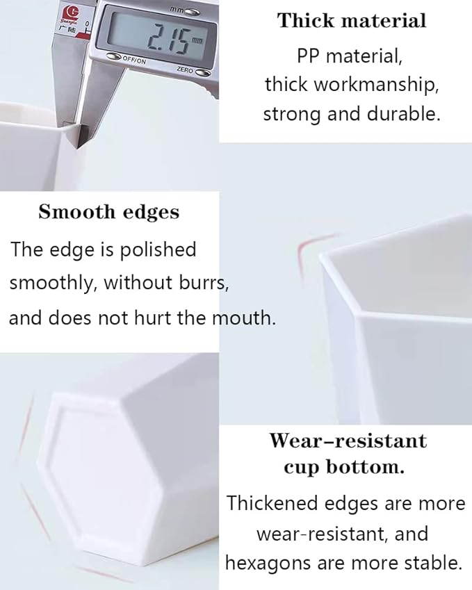 RabyLeo-Bathroom Cups 2Pieces, Plastic Toothbrush Holder, Tumbler Cup, Geometric Rhombus Mouth Cup, 400ml, (Grey & Green)