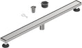 36-Inch Linear Shower Floor Drain, Stainless Steel Bathroom Floor Drains, Rectangular Shower Trench Floor Drain, Hair Strainer, Brushed Nickel