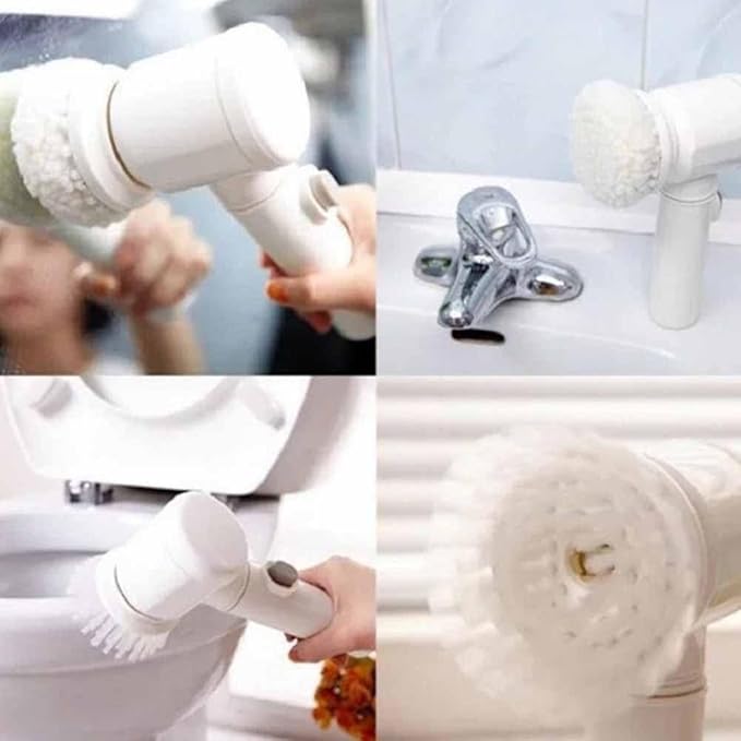 Multifunctional Electric Cleaning Brush, Handheld Cordless Power Scrubber with 3 Replaceable Brush Heads, for Home Shower Bathtub Tile Sink White