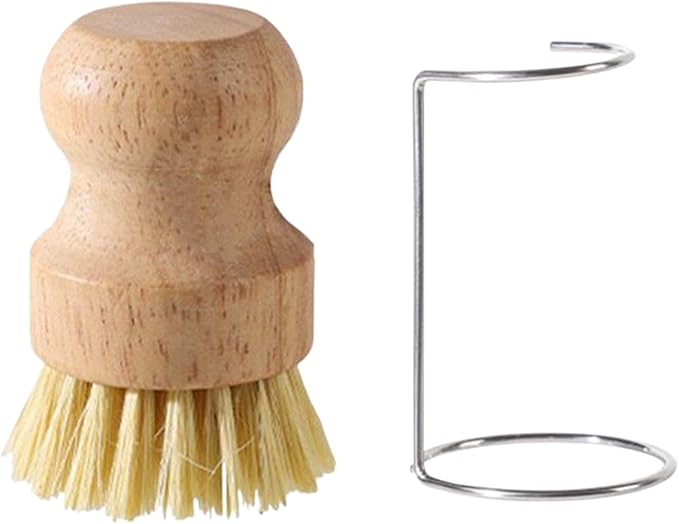 Dishwashing Brushes, with Drain Rack Included, Rubberwood Material, Wooden Handle Dish Scrubber, Kitchen Pan Cleaning Brush, Eco-Friendly Design, for Pans, Cleaning, Shower, Bathroom, Grout, Tile