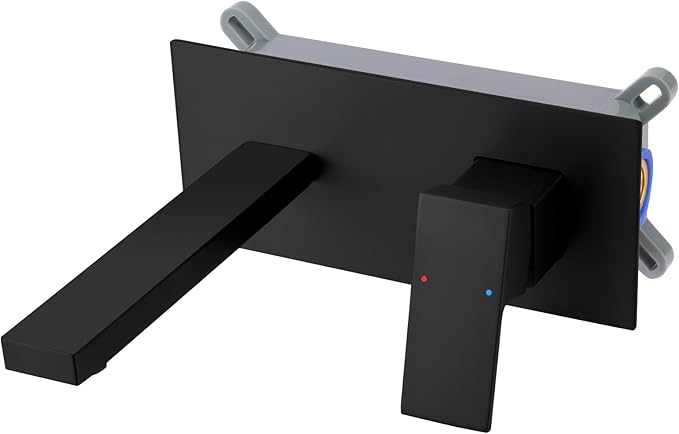 Wall Mounted Faucet, Matte Black, Modern Design, Single Handle, Wall Mounted Installation, Brass, 1 Handle, 1 Piece, JAN83